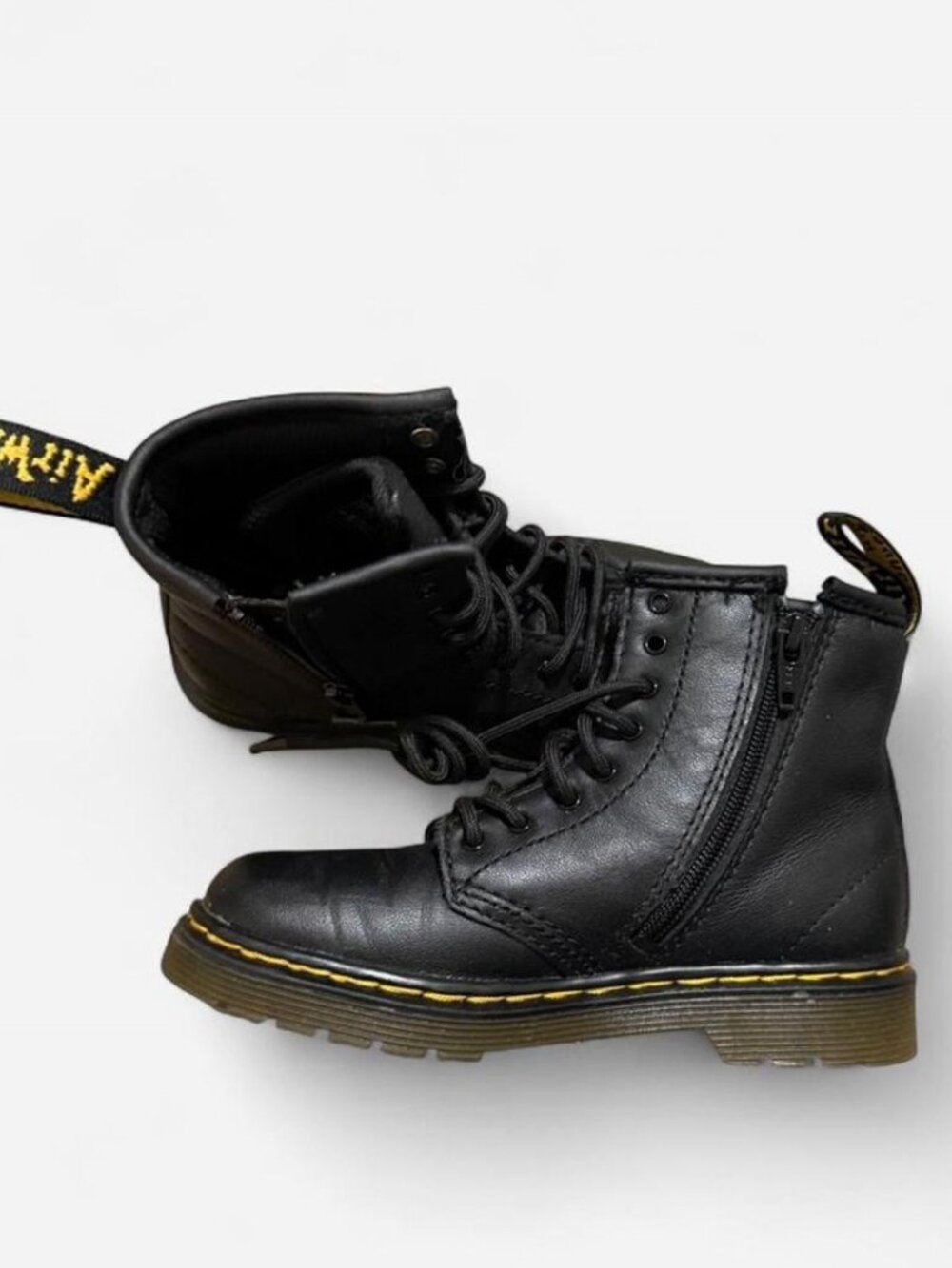 Dr Martens 1460 Kids Black Leather Side Zip Boots Size 10